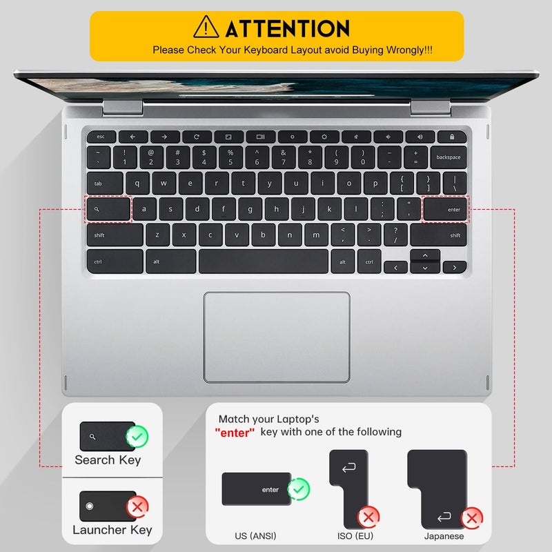 CaseBuy غطاء لوحة المفاتيح لجهاز Acer Chromebook Spin 11 311 C733 CP311 511 512/Chromebook 11 CB3-131 CB3-132 CB5-132T/Chromebook Spin CP713 CB5-312T/Acer Chromebook 14 مقاس 15 بوصة - وردي متدرج - Image 2